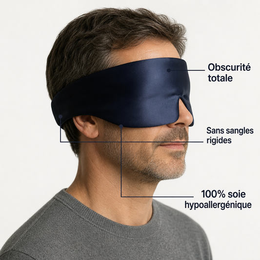 Masque de sommeil 100 % soie — Occultation totale, confort ultra-doux